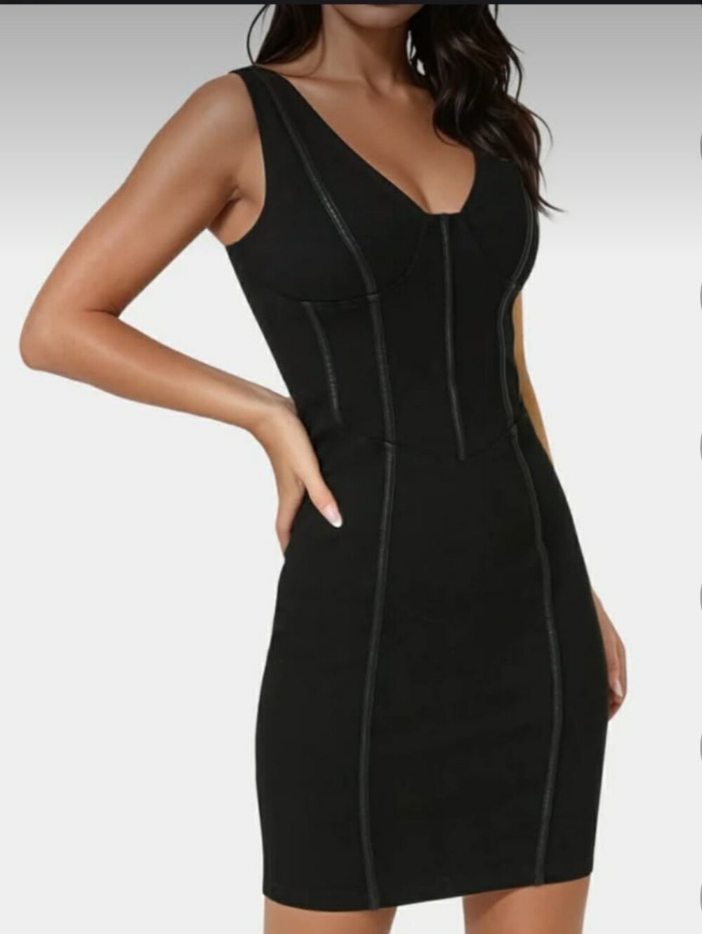 Rag & Bone Black Sleeveless Mini Silk/lambs Leather Sheath Dress 4